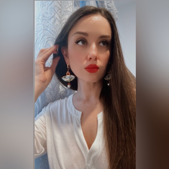 Stunning Sicilian motif earrings-Taormina White Lotus style - Picture 2 of 4